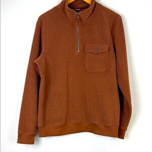 Kit and Ace Men's Brown Quarter-Zip Fleece Sweater Size Small